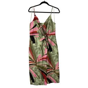Jason Wu Green Metallic Midi Wrap Dress Size 6